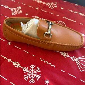 Vostey Men's Brown Loafers with Silver Accent